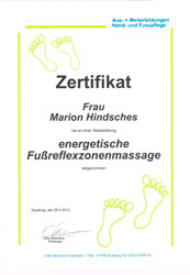 Zertifikat Reflexzonenmassage