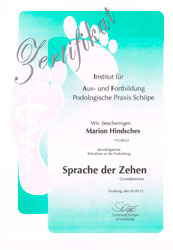Zertifikat Sprache der Zehen